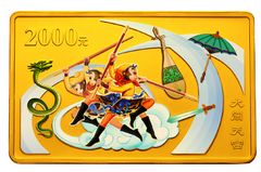 【030801】2003年中国古典文学名著——《西游记》彩色金纪念币（第1组）-大闹天宫5盎司长方形