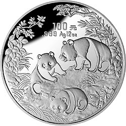1992年12盎司熊猫精制银币