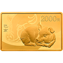 2019中国己亥（猪）年金银纪念币150克长方形金币