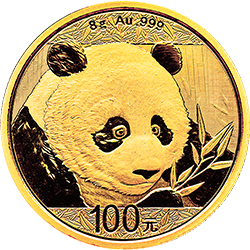 2018年熊猫8克普制金币