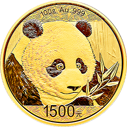 2018年熊猫100克精制金币