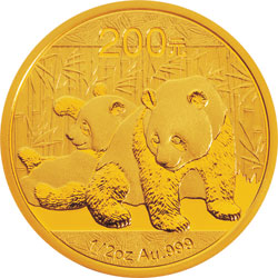 2010年熊猫1/2盎司普制金币
