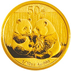 2009年熊猫1/10盎司普制金币