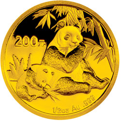 2007年熊猫1/2盎司普制金币