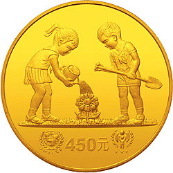 1979年国际儿童年-儿童浇花1盎司加厚精制金币