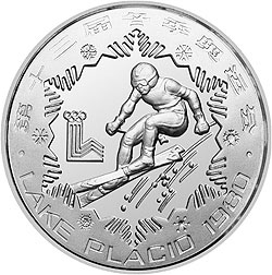 1980年第13届冬奥会-男子滑降30克精制银币