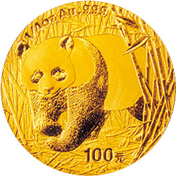 2002年熊猫1/4盎司普制金币