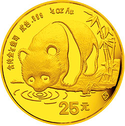 1987年熊猫1/4盎司普制金币