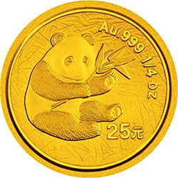 2000版熊猫金银纪念币1/4盎司普制金币