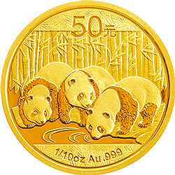 2013年熊猫1/10盎司普制金币