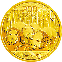 2013年熊猫1/2盎司普制金币
