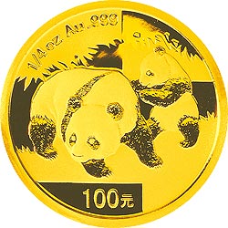 2008年熊猫1/4盎司普制金币