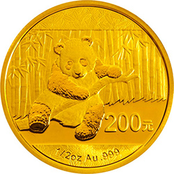 2014年熊猫1/2盎司普制金币