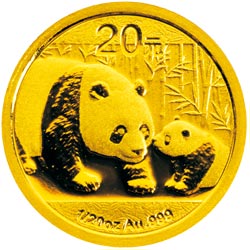2011年熊猫1/20盎司普制金币