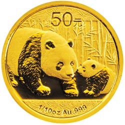 2011年熊猫1/10盎司普制金币