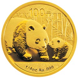 2011年熊猫1/4盎司普制金币