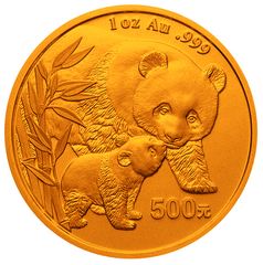 2004版熊猫金纪念币-母子熊猫1盎司普制金币