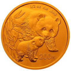 2004版熊猫金纪念币-母子熊猫1/2盎司普制金币