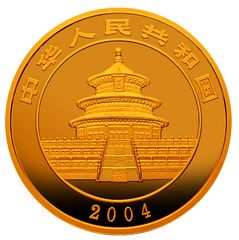 2004版熊猫金纪念币-母子熊猫1/4盎司普制金币